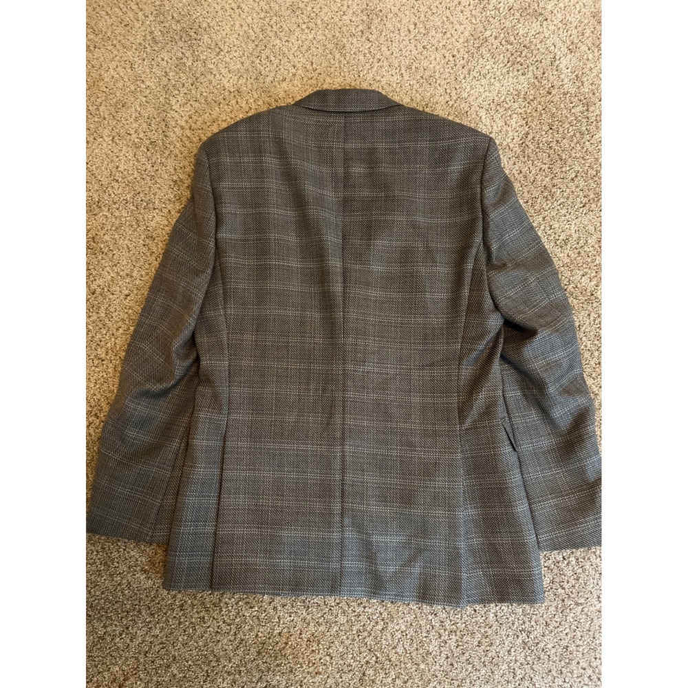 Hugo Boss Lanificio Tessa Biella Men Sport Coat 38R Grey Plaid Two Button Blazer - Picture 2 of 8